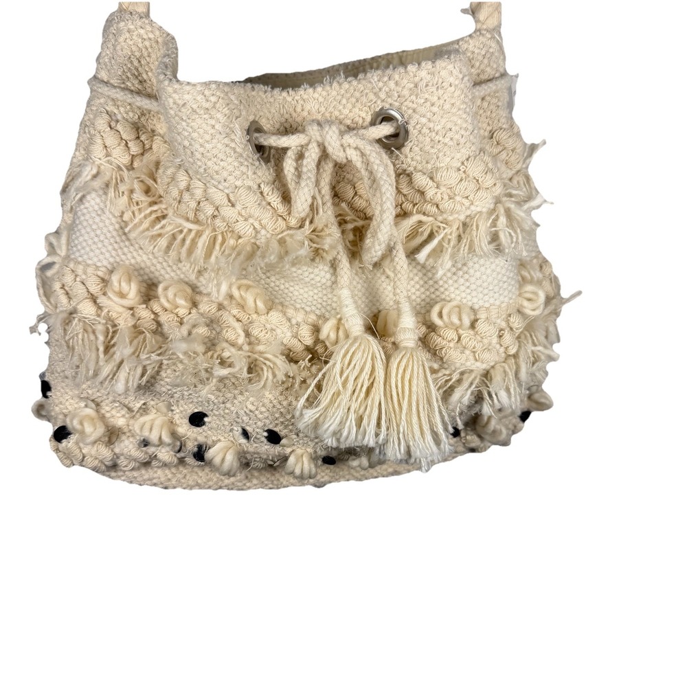 Aerie Mini Crochet Rope Bucket‎ Bag Crossbody Purse Boho Braided NWT Beige Cute